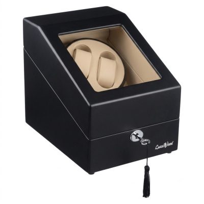 Шкатулка LuxeWood для подзавода 2-х и хранения 3-х часов арт.LW024-1W-5, черная