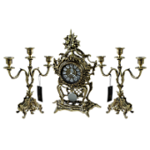 Каминные часы с маятником и канделябрами "Лето", антик