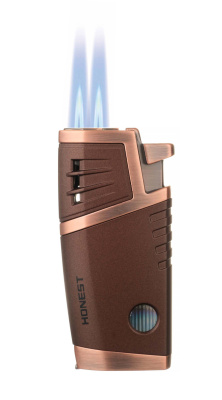 Зажигалка сигарная Honest, двойное пламя, с пробойником, бронза