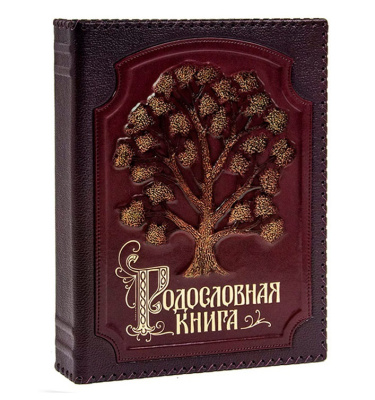 Родословная книга "Изысканная" с золоченым древом в оплетке, кожа