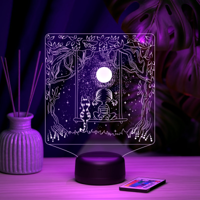 3D ночник Девочка и кот