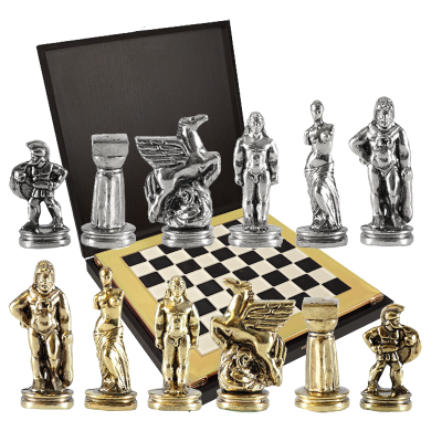Шахматный набор "Древняя Спарта" (28х28 см), доска черно-белая