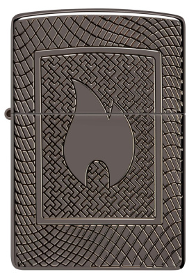 Зажигалка ZIPPO Armor® с покрытием Black Ice®, латунь/сталь, чёрная, 29x10x60 мм