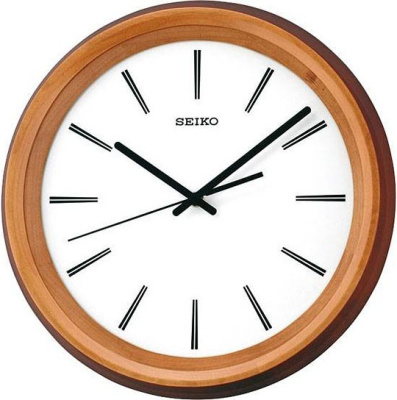 Круглые настенные часы Seiko, QXA540Z, в корпусе из дерева