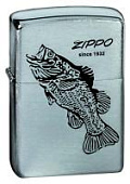 Зажигалка ZIPPO Black Bass, с покрытием Brushed Chrome, латунь/сталь, серебристая, 38x13x57 мм