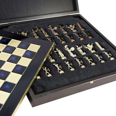 Шахматный набор "Троянская война" (36х36 см), доска синяя