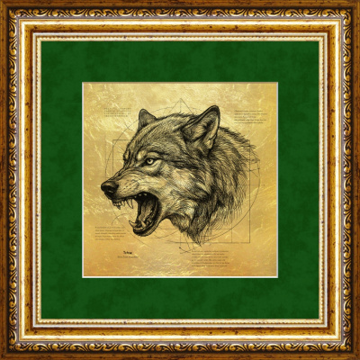 Картина на сусальном золоте «Волк»
