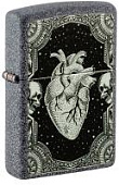Зажигалка ZIPPO Heart Design с покрытием Iron Stone, латунь/сталь, серая, 38x13x57 мм