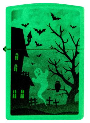 Зажигалка ZIPPO Spooky Design с покрытием Glow In The Dark Green, латунь/сталь, белая, 38x13x57 мм Зажигалка ZIPPO Spooky Design с покрытием Glow In The Dark Green, латунь/сталь, белая, 38x13x57 мм