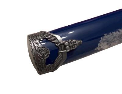 Катана, длинный японский меч, серебристо-синие ножны