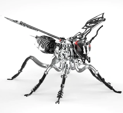 Механический конструктор DIY Cyberpunk из нержавеющей стали "Оса" - Silver Black