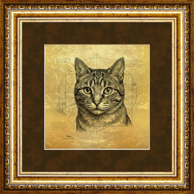 Картина на сусальном золоте «Кошка»
