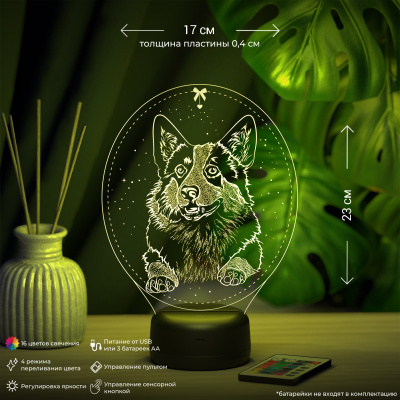 3D ночник Собака Корги