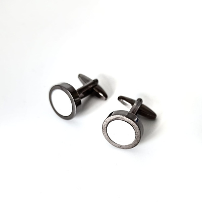 Запонки Cufflinks Inc. Черный круг с серебристой вставкой, металл, CF15