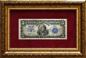 Картина на белом сусальном золоте банкнота-сертификат «Пять долларов "Индеец"»