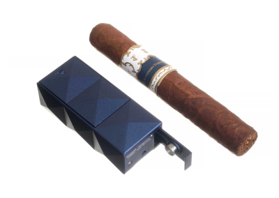 Зажигалка сигарная Colibri Quasar, двойное турбопламя, синий лак Navy