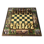 Подарочный набор игр шахматы, нарды, шашки с доской "Бородино"