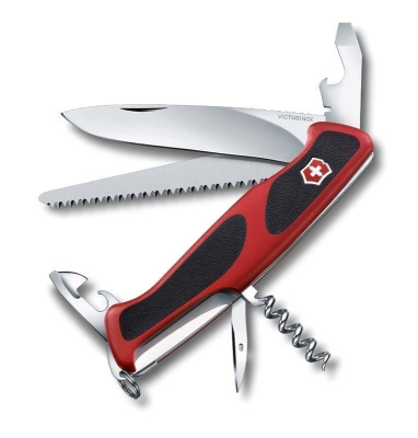 Нож перочинный VICTORINOX RangerGrip 55, 130 мм, 12 функций, с фиксатором лезвия, красный с чёрным Нож перочинный VICTORINOX RangerGrip 55, 130 мм, 12 функций, с фиксатором лезвия, красный с чёрным