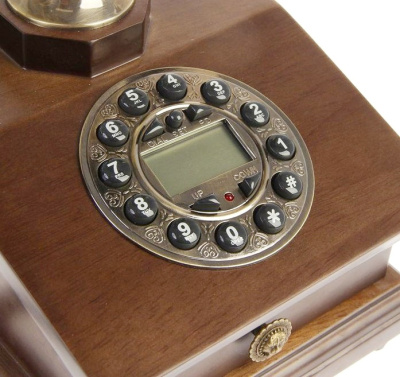 Ретро-телефон кнопочный Строгий, с ящичком