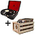 Комплект "Меломан" патефон и ящик для пластинок (Attache Jet Black + Crosley AC1004A)