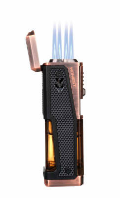 Зажигалка сигарная Honest, четверное пламя, с пробойником и сигарным ложементом, бронза