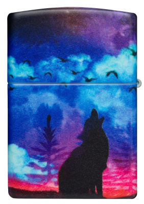 Зажигалка ZIPPO Wolf Design с покрытием 540 Matte, латунь/сталь, разноцветная, матовая, 38x13x57 мм