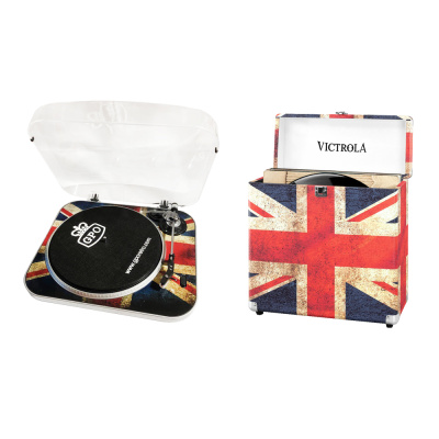 Комплект "Great Britain" проигрыватель и кейс для пластинок (GPO Jam + Victrola VSC-20-UK)