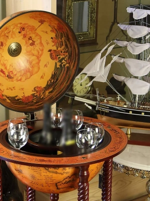 Глобус-бар напольный на фигурных ножках "Огненная земля", d=45 см