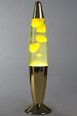 Лава-лампа 35см Хром (Зол) Жёлтая/Прозрачная (Воск)