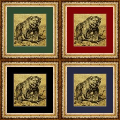 Картина на сусальном золоте «Медведь с добычей»