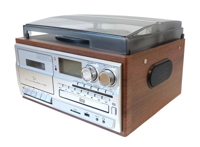 Виниловый проигрыватель FM-радио, CD / MP3, магнитофон, USB / micro-SD, Bt, SW-808