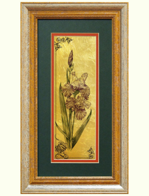 Картина на сусальном золоте «Ирисы»