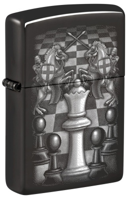 Зажигалка ZIPPO Chess Design с покрытием High Polish Black, латунь/сталь, черная, 38x13x57 мм Зажигалка ZIPPO Chess Design с покрытием High Polish Black, латунь/сталь, черная, 38x13x57 мм