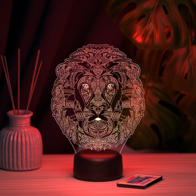 3D ночник Лев с узорами