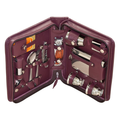 Набор дорожный в сумке из натуральной кожи (2 персоны), арт.204КК2 Набор дорожный в сумке из натуральной кожи (2 персоны), арт.204КК2