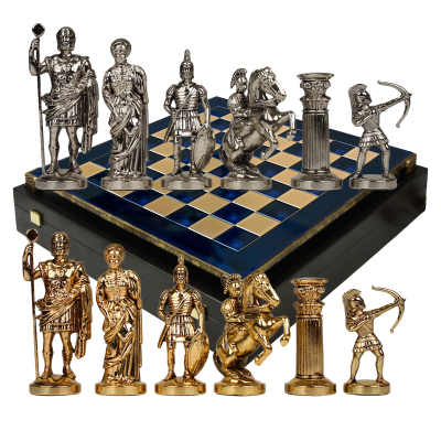 Шахматный набор "Античные войны" (44х44 см), доска синяя