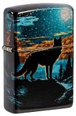 Зажигалка ZIPPO Moonlight Wolf Design с покрытием 540 Tumbled Chrome, латунь/сталь, разноцветная, 38x13x57 мм (без бензина)