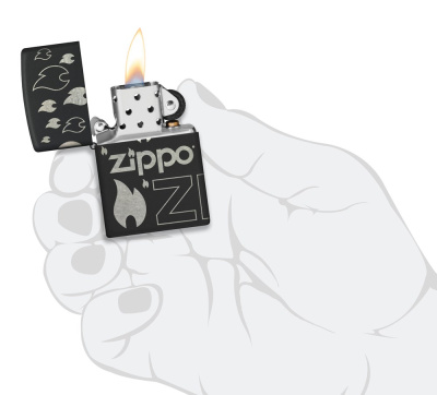 Зажигалка ZIPPO Classic с покрытием  , латунь/сталь, черная, матовая, 38x13x57 мм