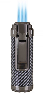 Зажигалка сигарная Honest, тройное пламя, с пробойником, карбон
