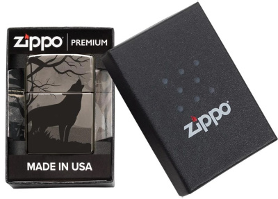 Зажигалка ZIPPO Classic с покрытием Black Ice®, латунь/сталь, чёрная, глянцевая, 38x13x57 мм