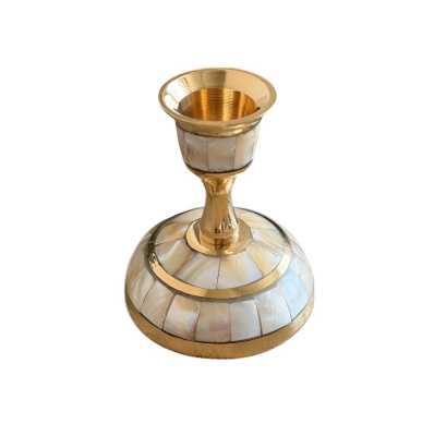 Подсвечник латунь с перламутром 3,25"