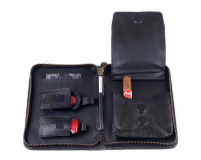 Сигарная сумка P&A на 6 сигар, натуральная кожа, черная, C251-Black