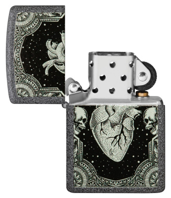 Зажигалка ZIPPO Heart Design с покрытием Iron Stone, латунь/сталь, серая, 38x13x57 мм Зажигалка ZIPPO Heart Design с покрытием Iron Stone, латунь/сталь, серая, 38x13x57 мм
