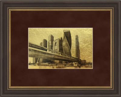 Картина на сусальном золоте «Москва-Сити»