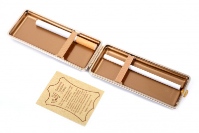 Портсигар Stoll на 8-14 сигарет, натуральная кожа, коричневая змея ,C13-5