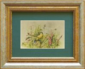 Картина на сусальном золоте «Птички в полевых цветах»