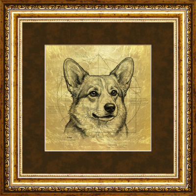 Картина на сусальном золоте «Корги» Картина на сусальном золоте «Корги»