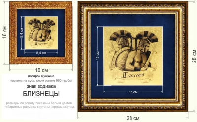 Картина на сусальном золоте «Знак Зодиака Близнецы»