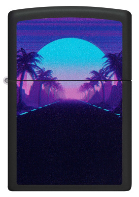 Зажигалка ZIPPO Sunset Black с покрытием Black Light, латунь/сталь, чёрная, матовая, 38x13x57 мм