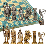 Шахматный набор "Античные войны" (28х28 см), доска патинированная с орнаментом